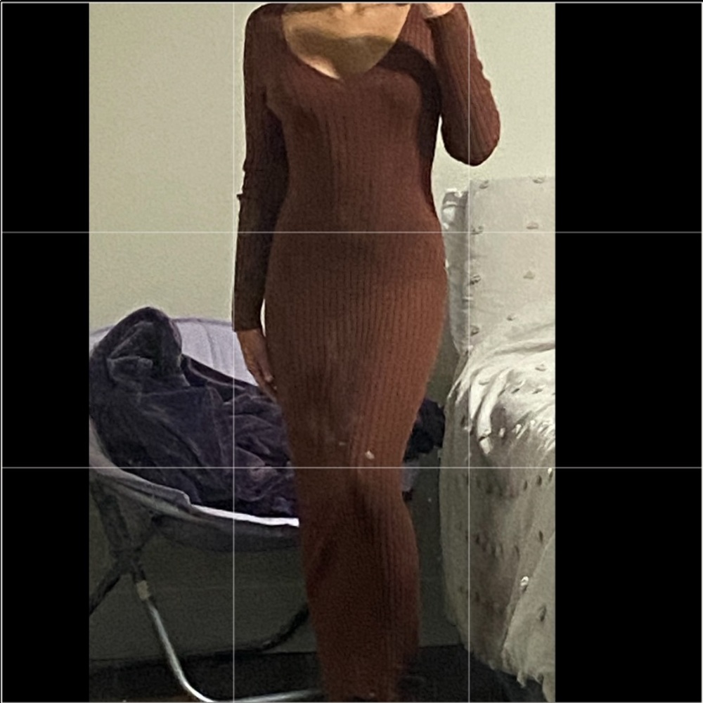 Brown bodycon maxi dress